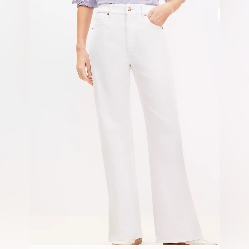 LOFT White High-Rise Wide-Leg Jeans | Size 25 / 0